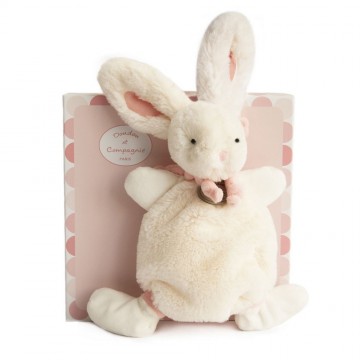 Doudou Et Compagnie – Doudou Lapin Bonbon Taupe 20 Cm – Boîte Cadeau Naissance – Ultra Doux Avec Nouettes – Garantie Doudou Perdu à Vie