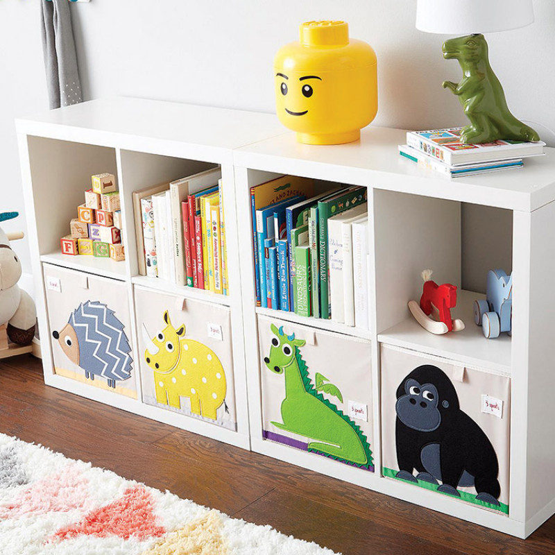 DECOMOMO Bac de Rangement Pliable Jumbo avec Poignées - Beige et Blanc DECOMOMO Bac de Rangement Pliable Jumbo avec Poignées - Beige et Blanc