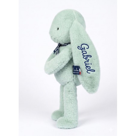 Peluche lapin Méloé vert sauge Maïlou personnalisable