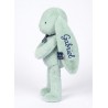 Peluche lapin Méloé vert sauge Maïlou personnalisable