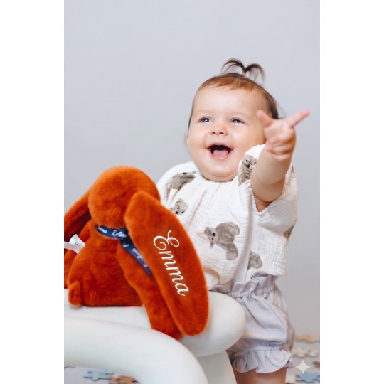 Peluche Lapin Méloé Orange Potiron Maïlou personnalisable
