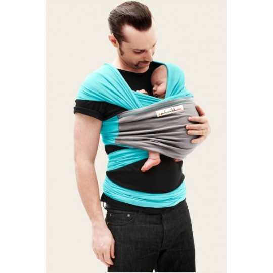 Je Porte Mon Bébé (JPMBB) Echarpe de Portage Turquoise Gris Clair