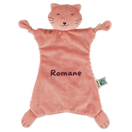 Doudou biologique Mrs. Chat Trixie personnalisable