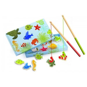 Eichhorn Jeu De Pêche Magnétique – 16 Poissons + Aquarium, 2 Cannes, 19 Pièces, Bois FSC, Dès 2 Ans