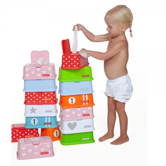 Funkybox Boites à lingettes Blanche étoile Grise